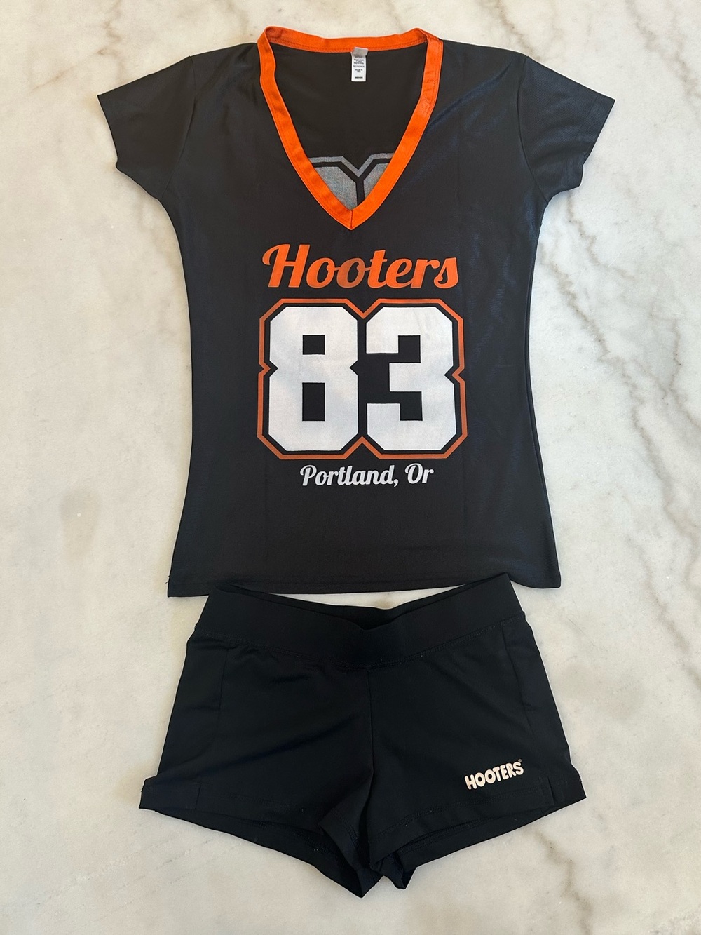 Hooters Black Jersey Top and Shorts Uniform Set
